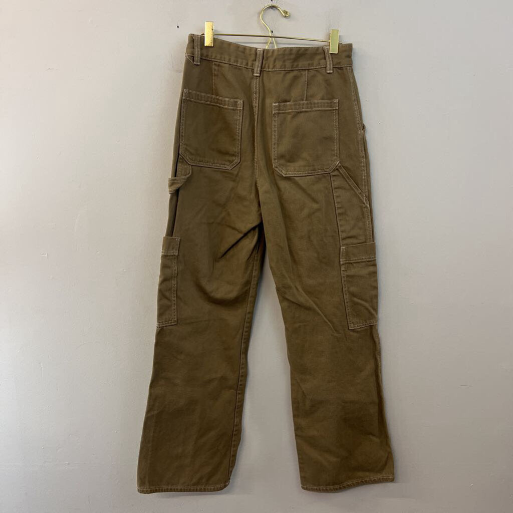 H and M Green Wide Leg Cargo Jeans 6