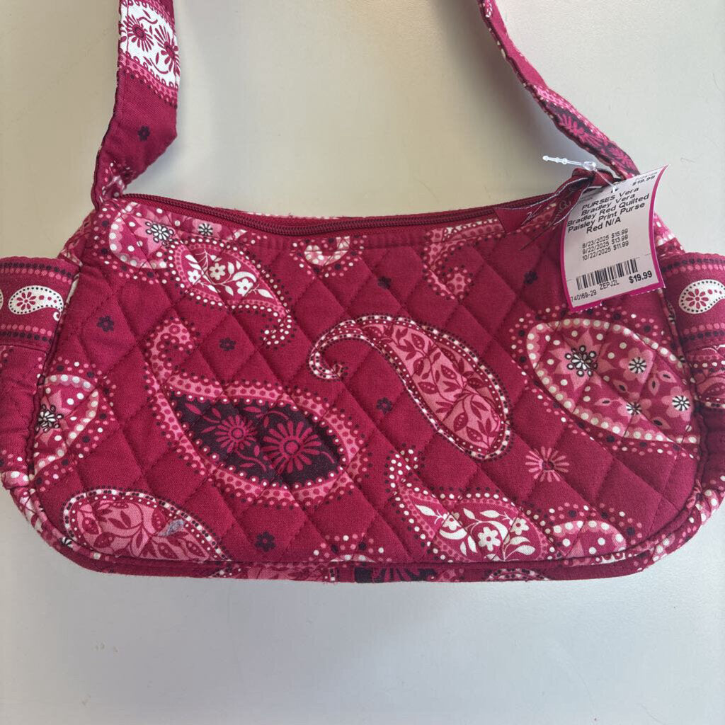 Vera Bradley Red Quilted Paisley Print Purse