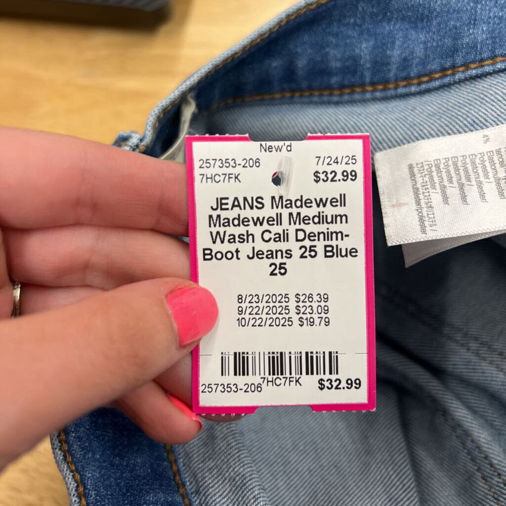 Madewell Medium Wash Cali Denim-Boot Jeans 25