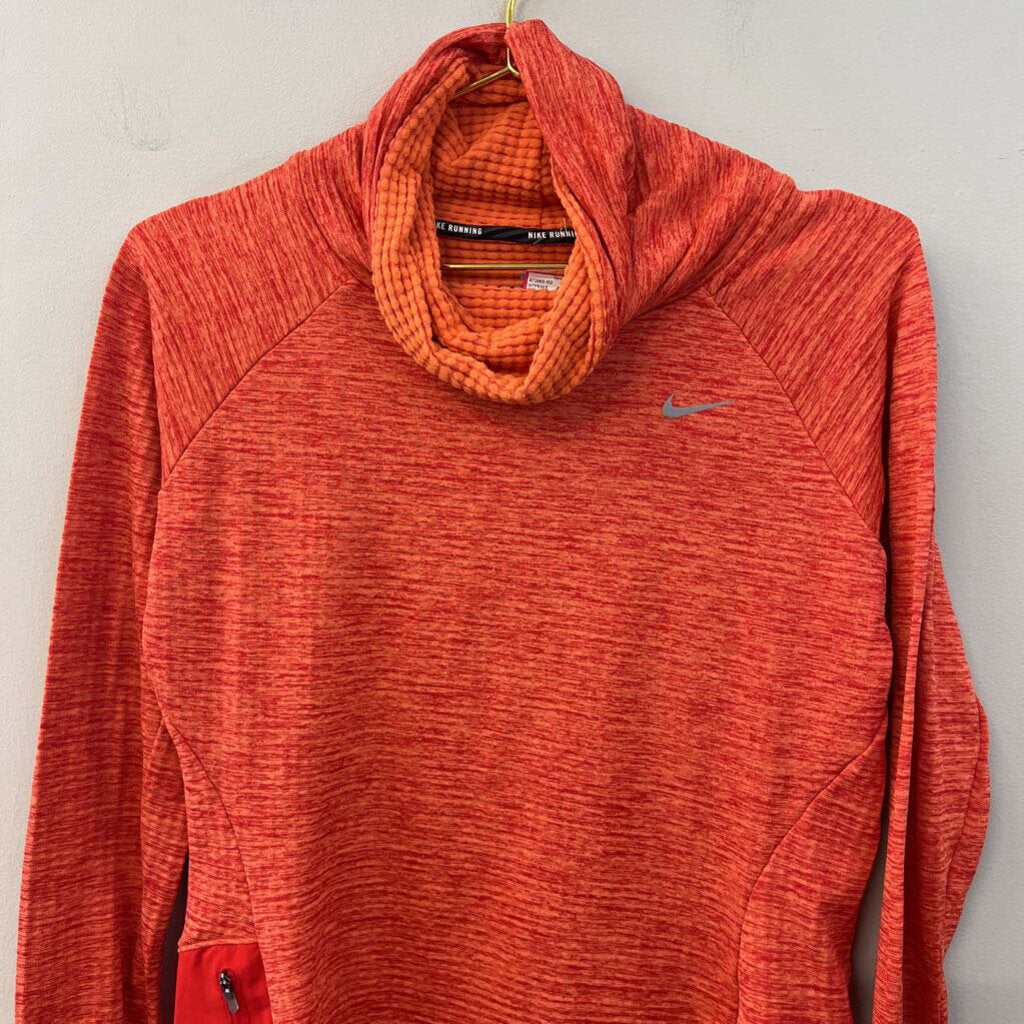 Nike Orange Textured Long Sleeve Pullover Small