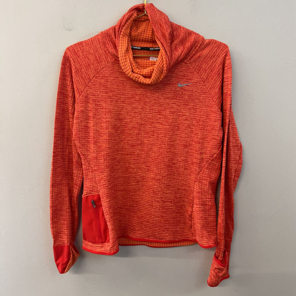 Nike Orange Textured Long Sleeve Pullover Small