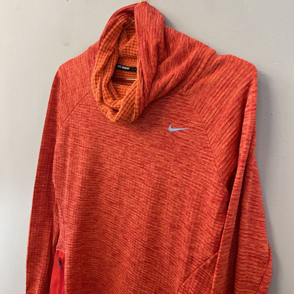 Nike Orange Textured Long Sleeve Pullover Small