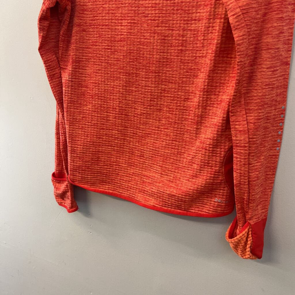 Nike Orange Textured Long Sleeve Pullover Small