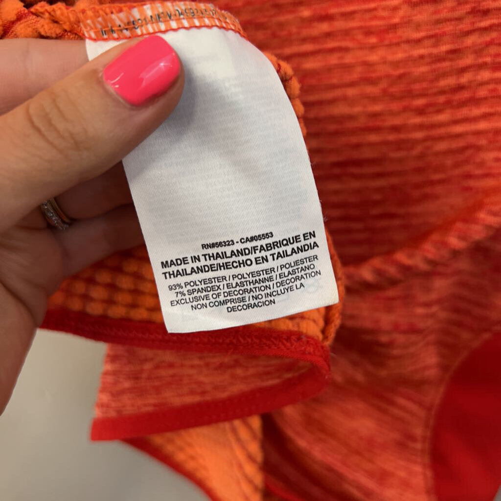 Nike Orange Textured Long Sleeve Pullover Small