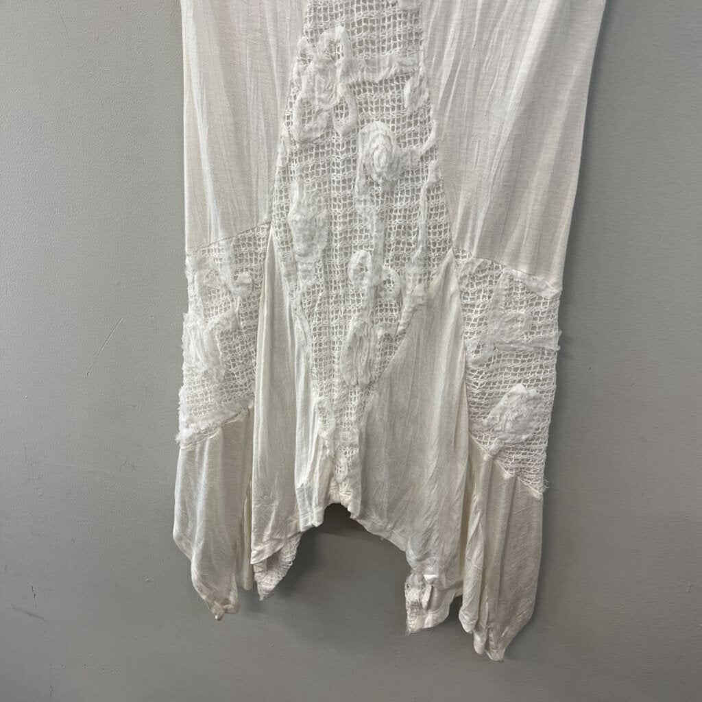 Vintage Concept White Short Sleeve 3D Textured Dress Small