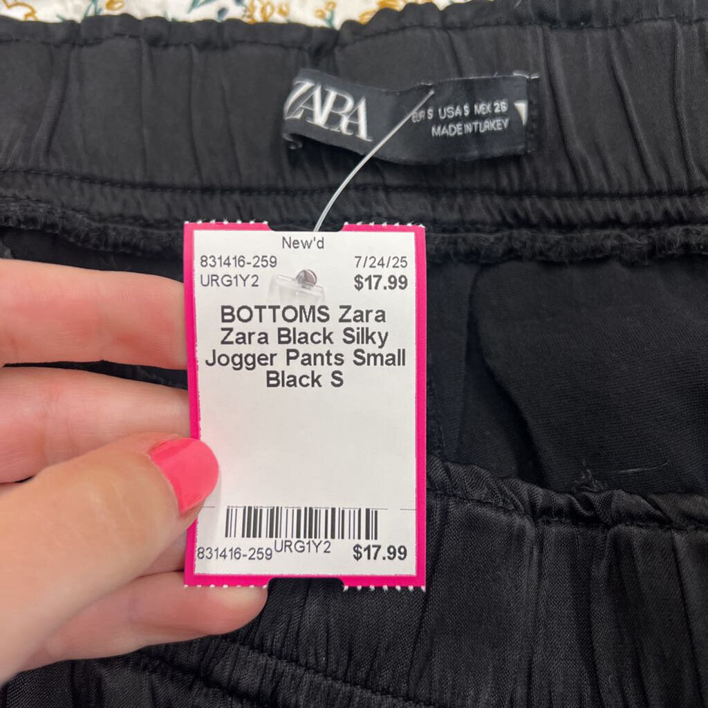 Zara Black Silky Jogger Pants Small