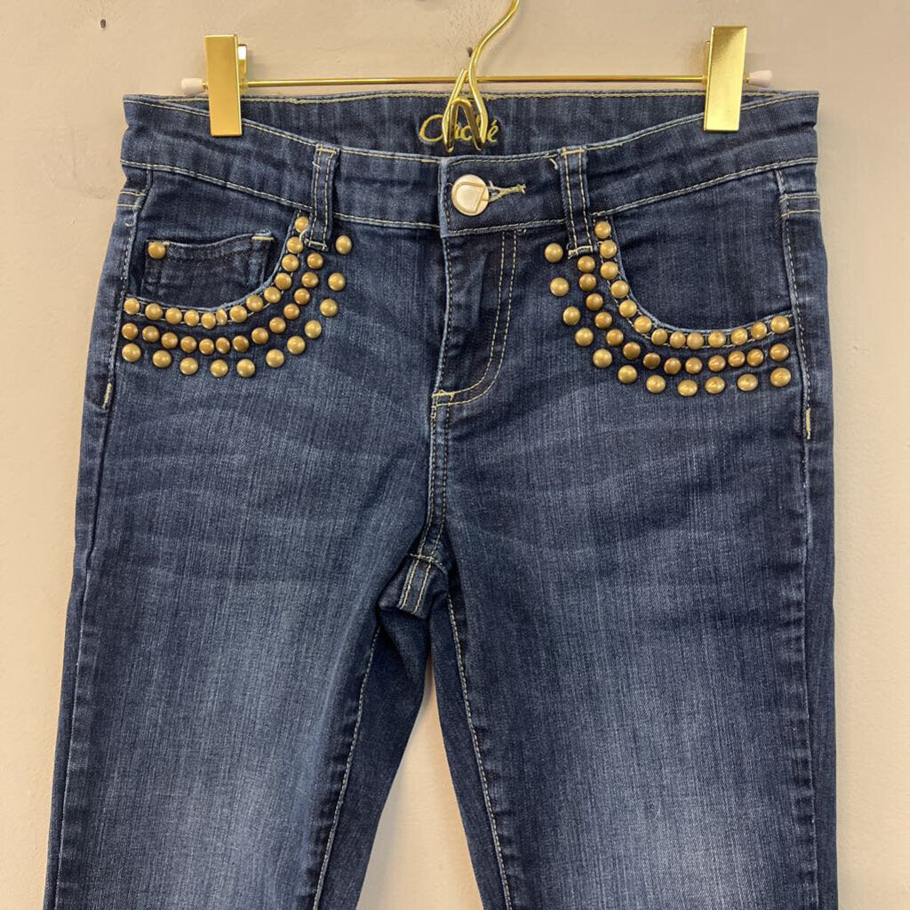 Cache Dark Wash Stud Embellished Boot Cut Jeans 2