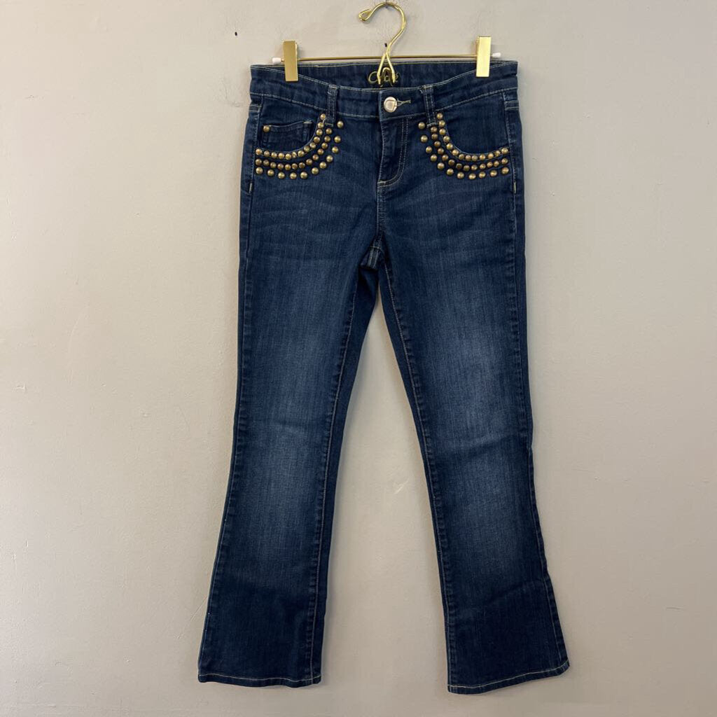 Cache Dark Wash Stud Embellished Boot Cut Jeans 2
