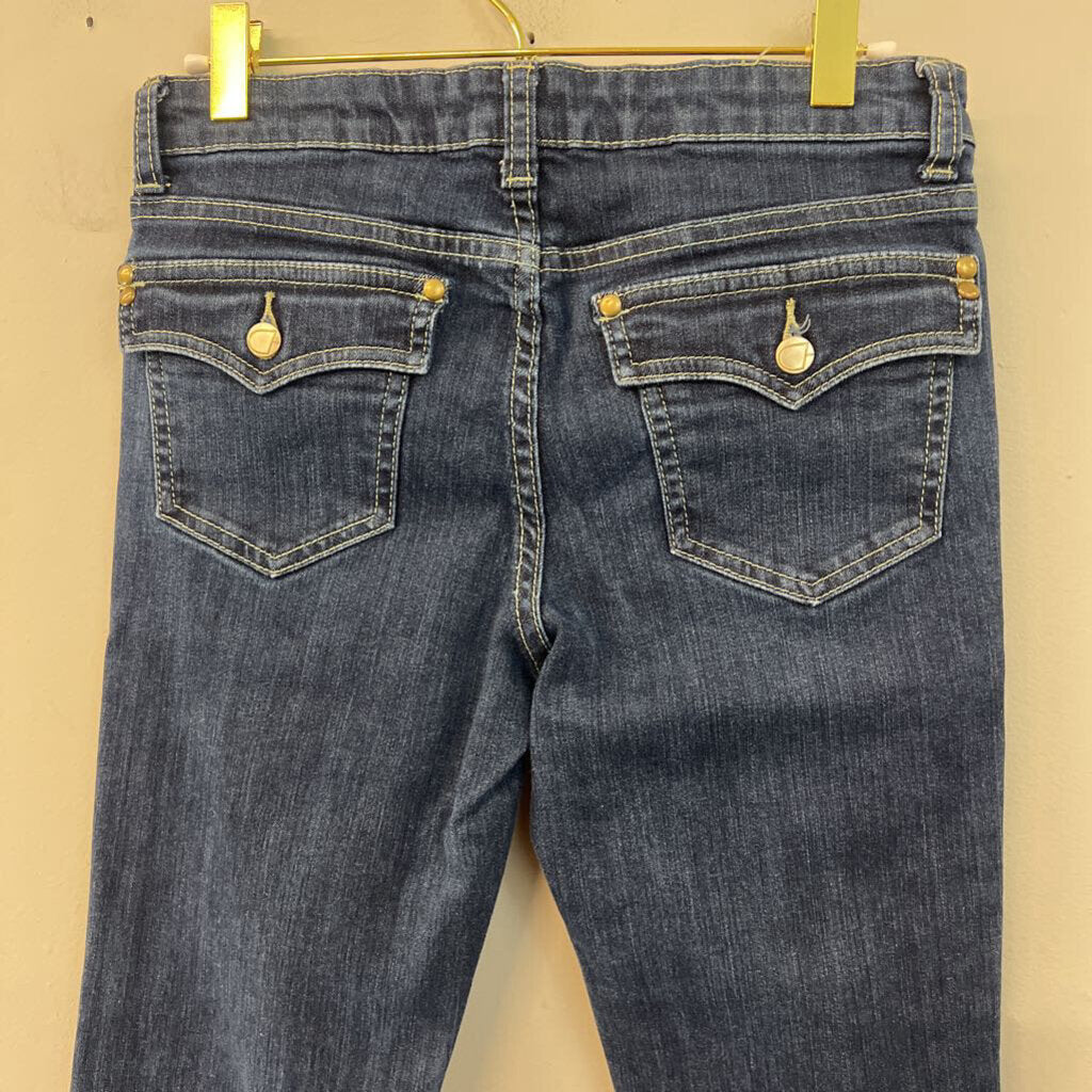 Cache Dark Wash Stud Embellished Boot Cut Jeans 2