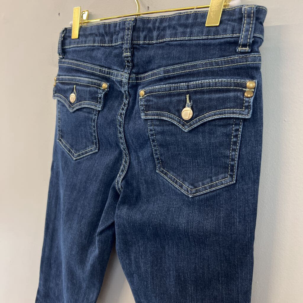 Cache Dark Wash Stud Embellished Boot Cut Jeans 2