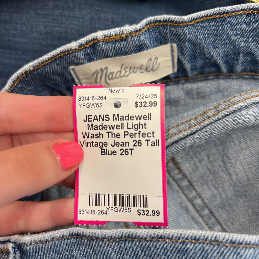 Madewell Light Wash The Perfect Vintage Jean 26 Tall