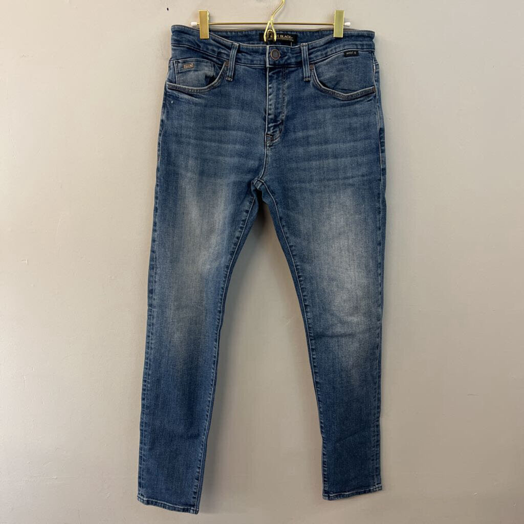 Mavi Black Medium Wash High Waisted Straight Leg Jeans 33