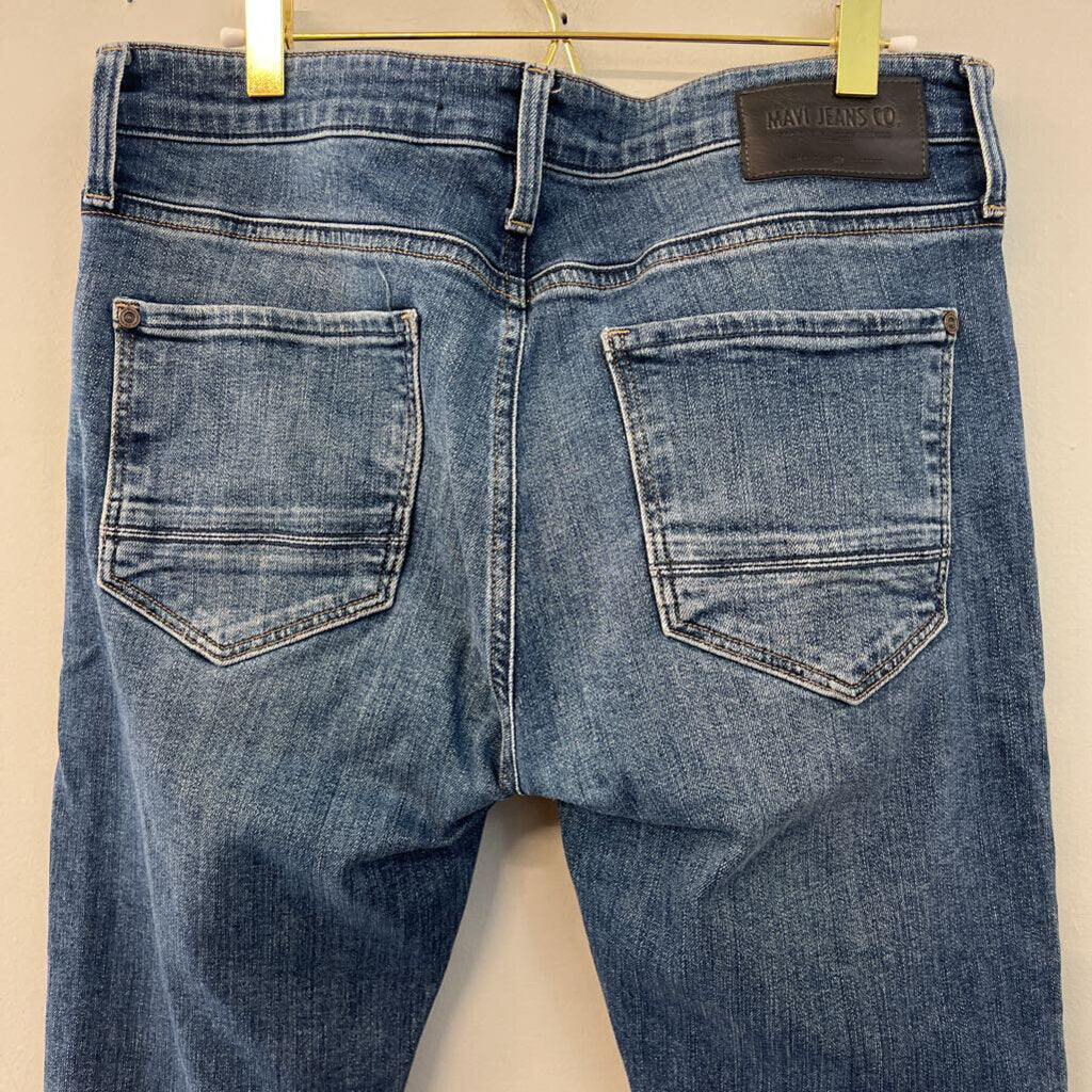 Mavi Black Medium Wash High Waisted Straight Leg Jeans 33