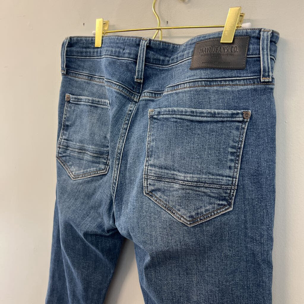 Mavi Black Medium Wash High Waisted Straight Leg Jeans 33