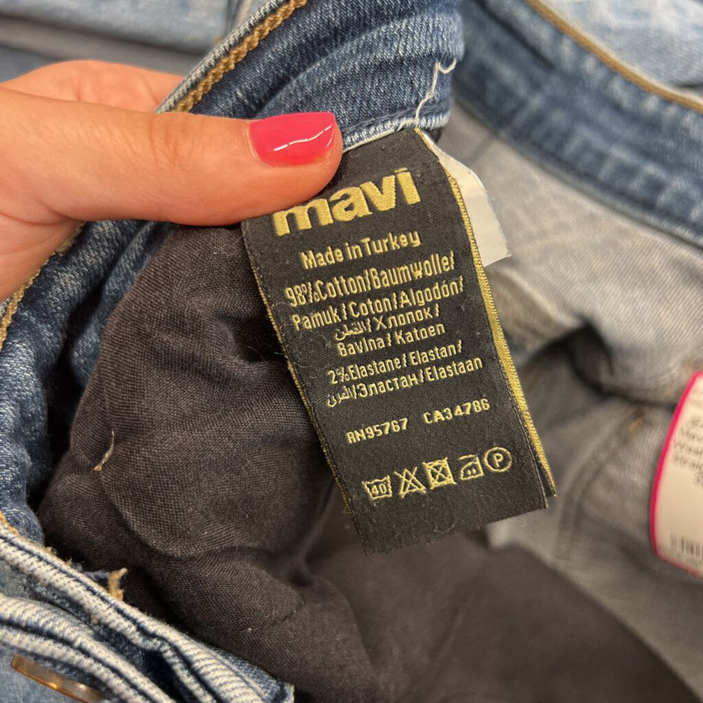 Mavi Black Medium Wash High Waisted Straight Leg Jeans 33