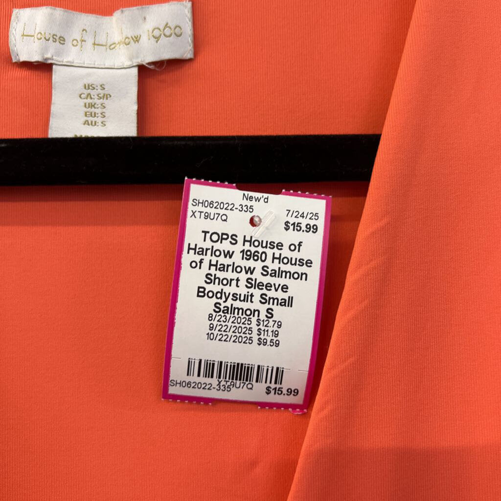 House of Harlow Salmon Short Sleeve Bodysuit Small