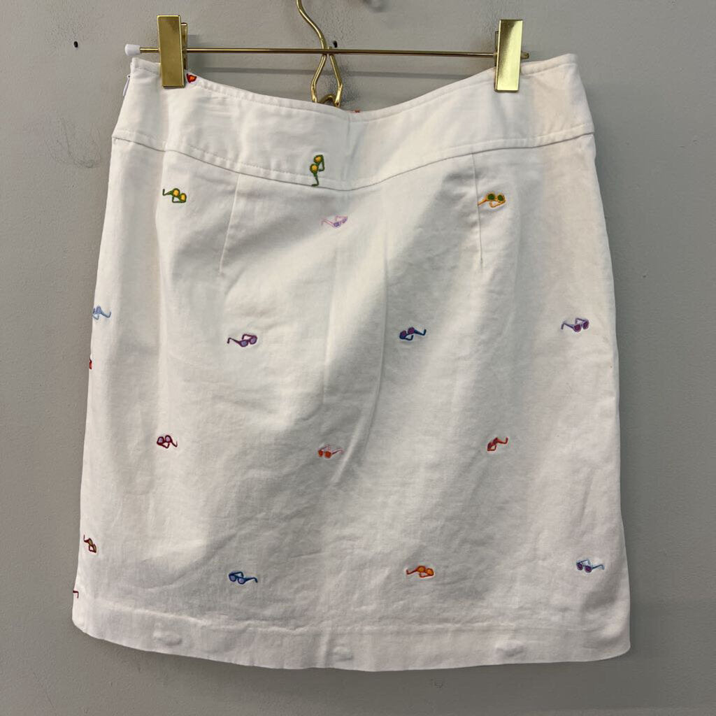 Rafaella White/ Multi Embroidered Sunglasses Skirt 6