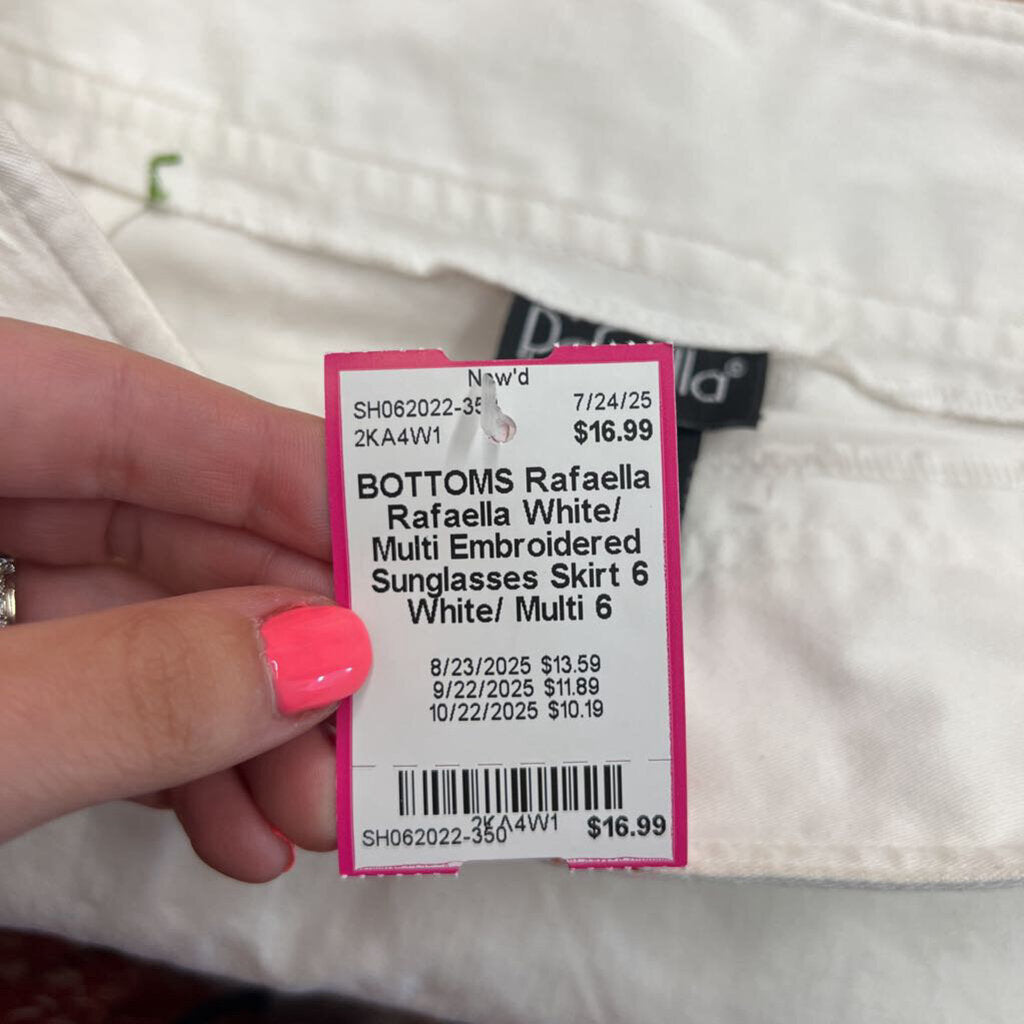 Rafaella White/ Multi Embroidered Sunglasses Skirt 6