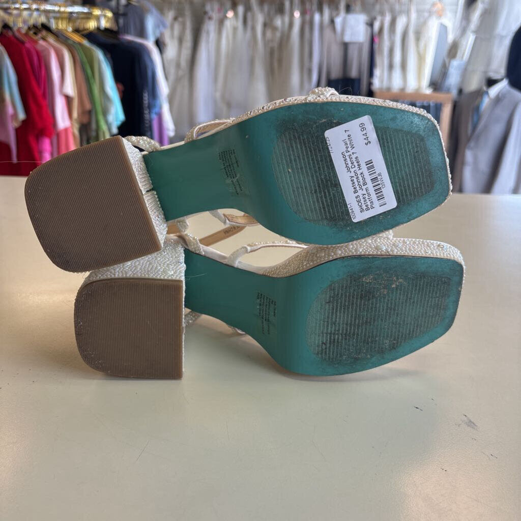 Betsey Johnson Denni Pearl Platform Block Heels 7
