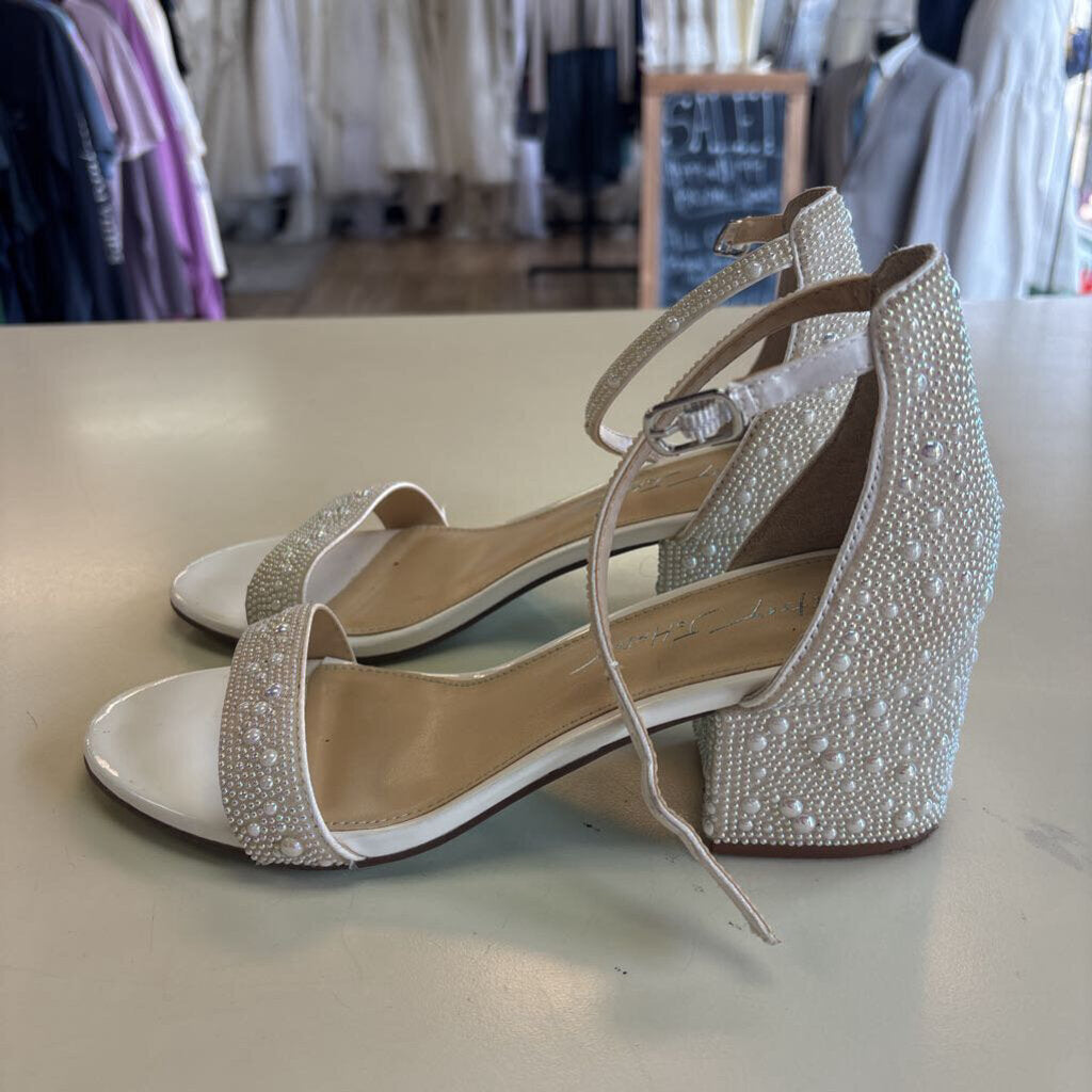 Betsey Johnson Pearl Embellished Block Heels 7