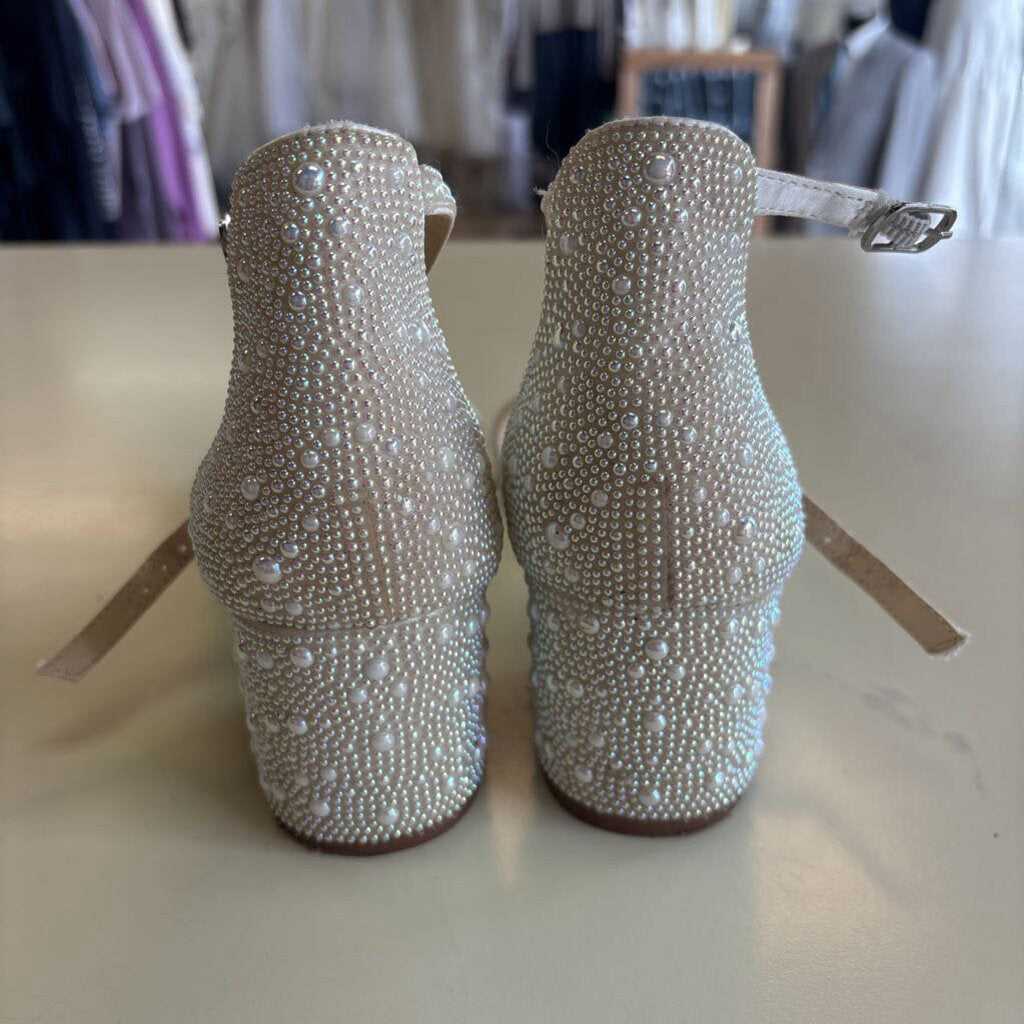 Betsey Johnson Pearl Embellished Block Heels 7