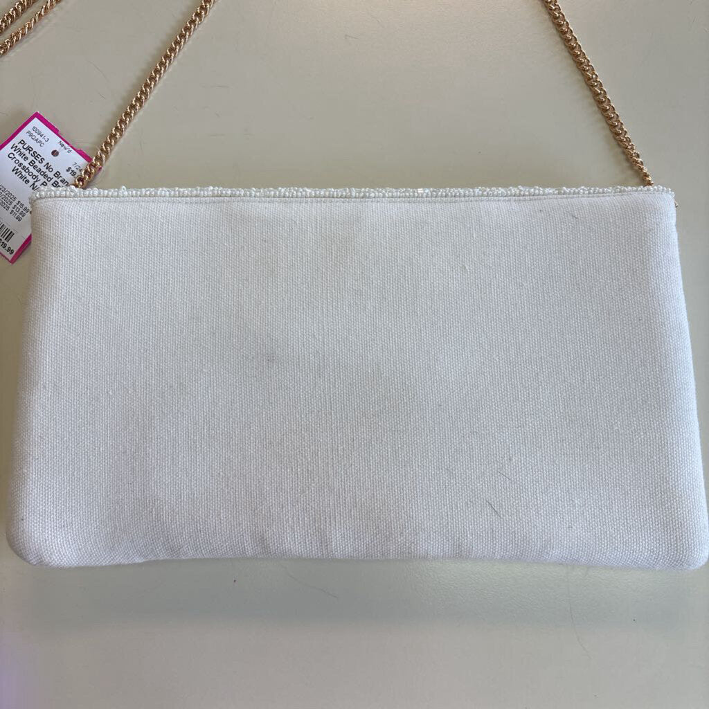 White Beaded Bride Crossbody Purse