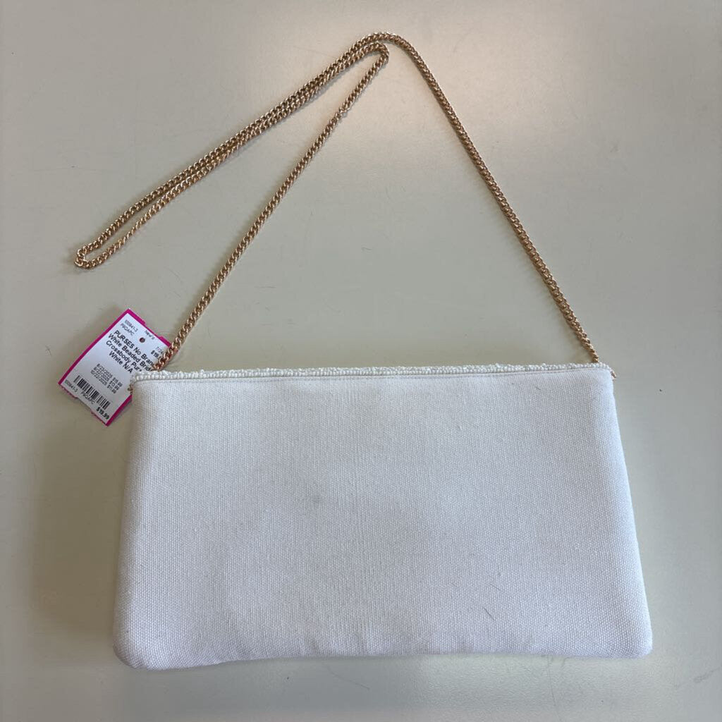 White Beaded Bride Crossbody Purse
