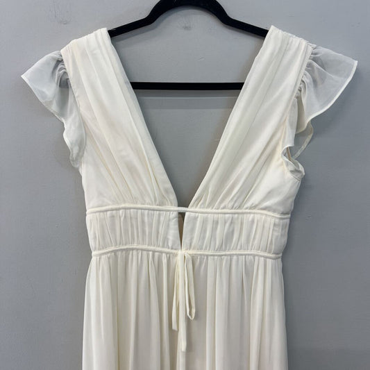 Lulus Cream Short Flutter Sleeve Maxi Dress Small