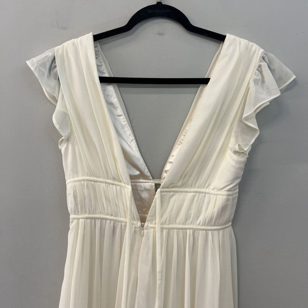 Lulus Cream Short Flutter Sleeve Maxi Dress Small