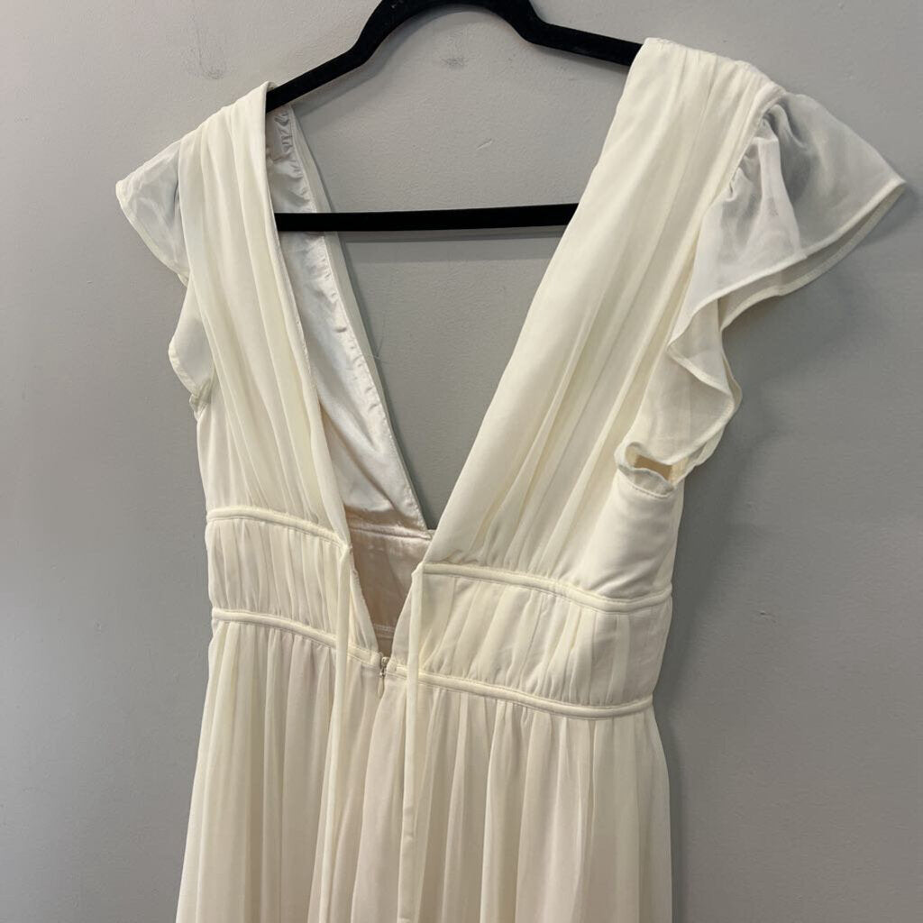 Lulus Cream Short Flutter Sleeve Maxi Dress Small