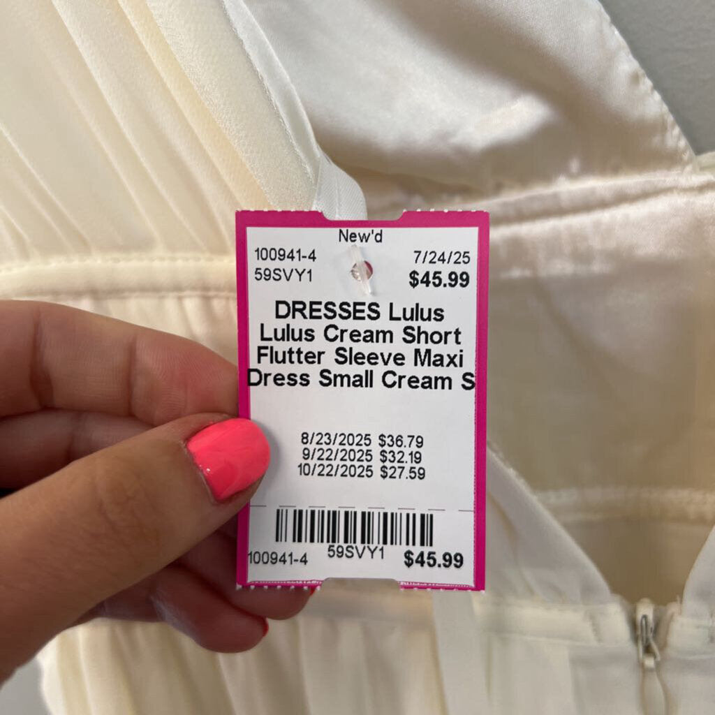 Lulus Cream Short Flutter Sleeve Maxi Dress Small