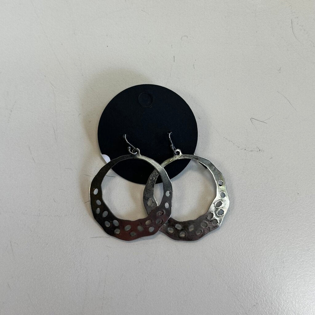 Anne Vaughan Silver Cut Out Circle Drop Earrings