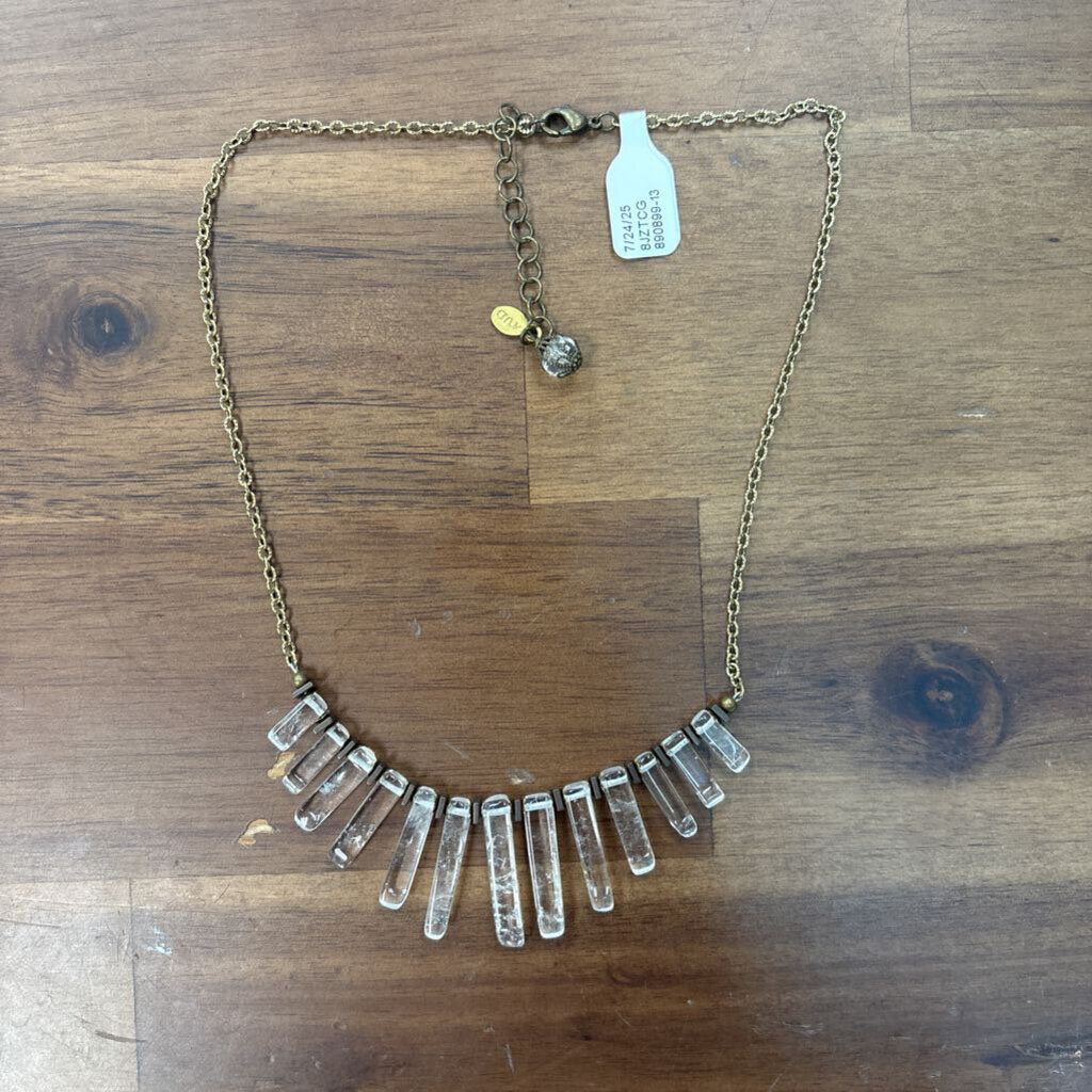 Anne Vaughan Gold/ Clear Crystal Fringe Necklace