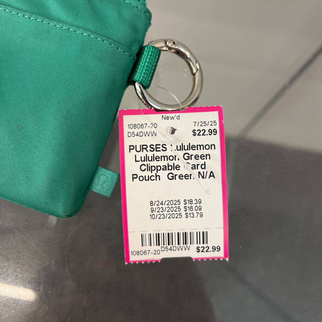 Lululemon Green Clippable Card Pouch