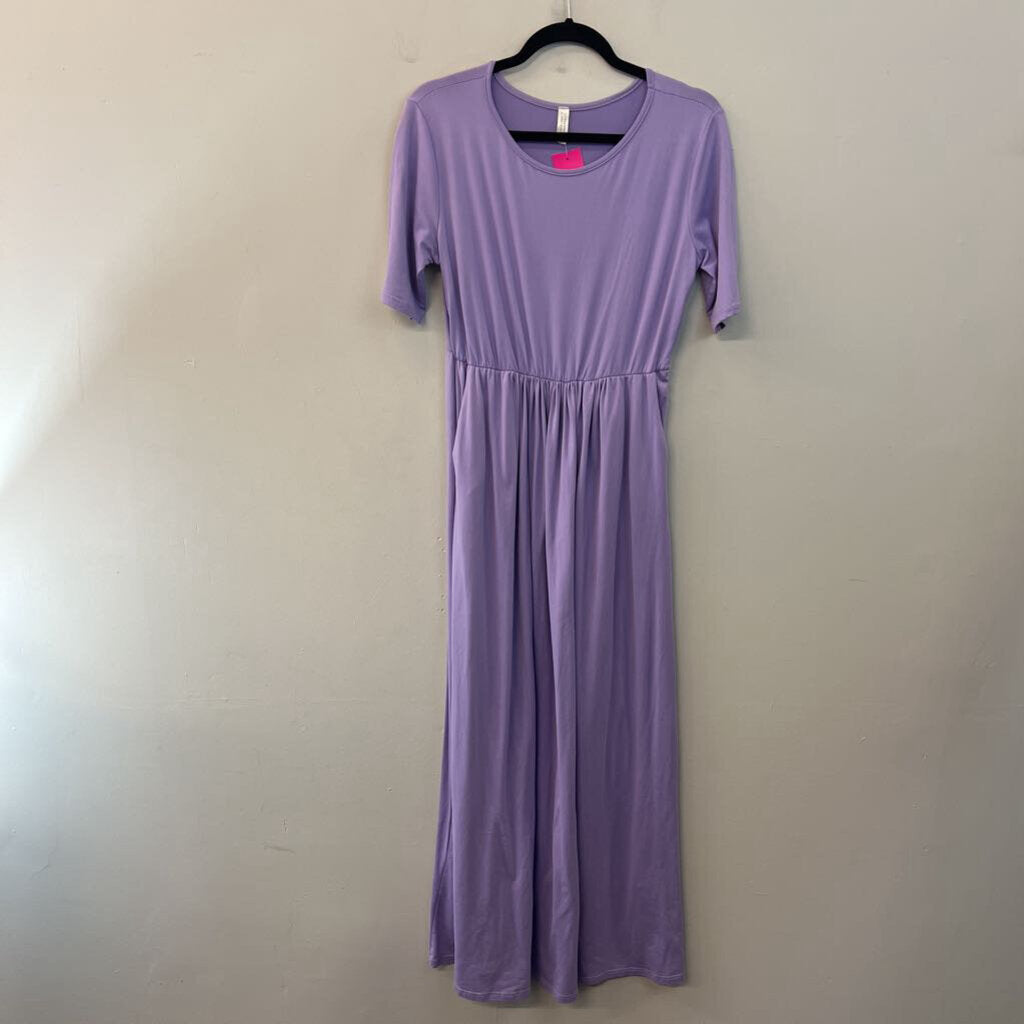 Flamingo Urban Purple Short Sleeve Maxi Dress Large