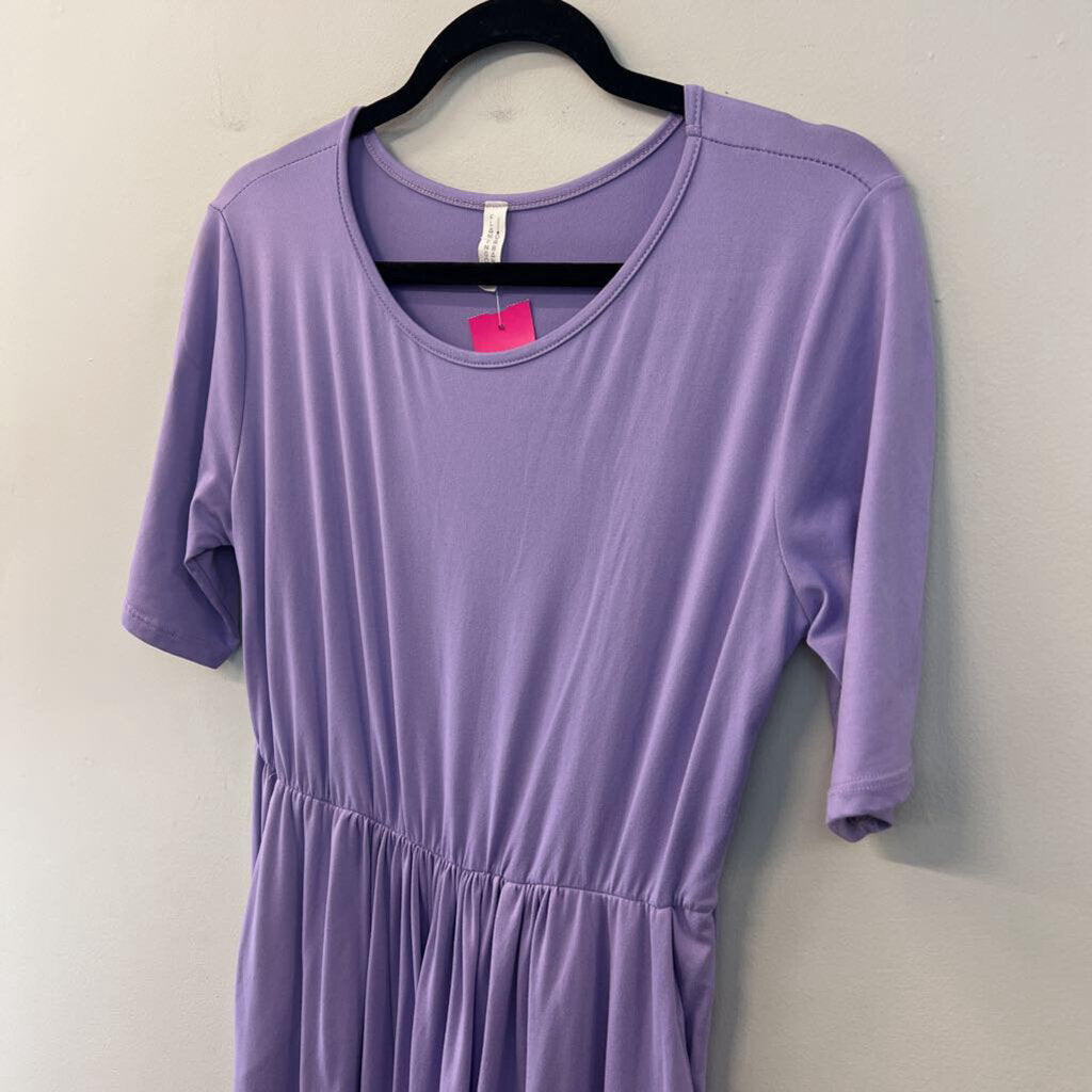 Flamingo Urban Purple Short Sleeve Maxi Dress Large