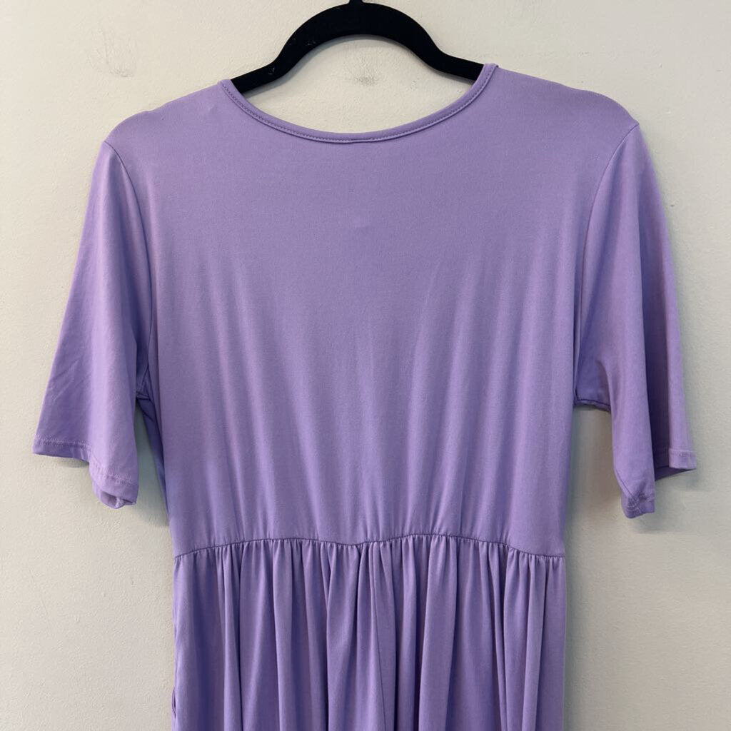 Flamingo Urban Purple Short Sleeve Maxi Dress Large