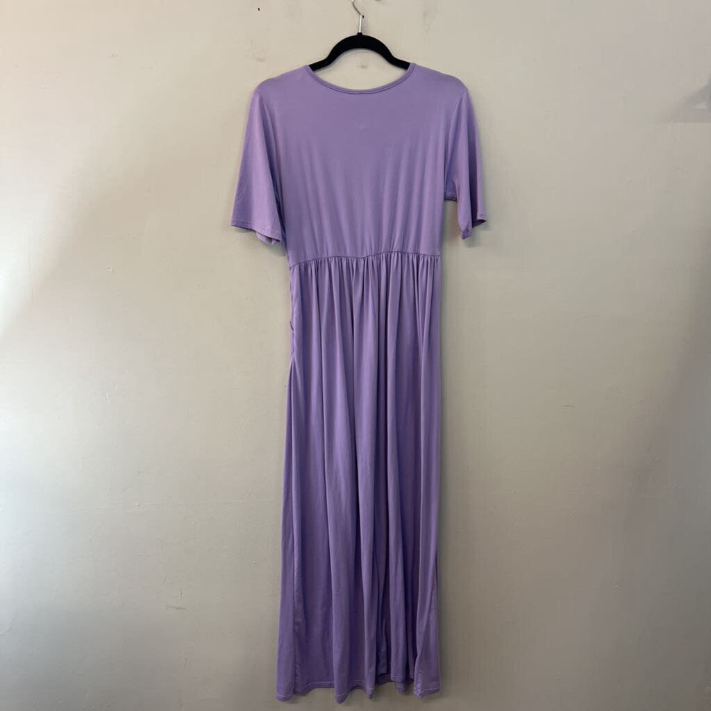 Flamingo Urban Purple Short Sleeve Maxi Dress Large