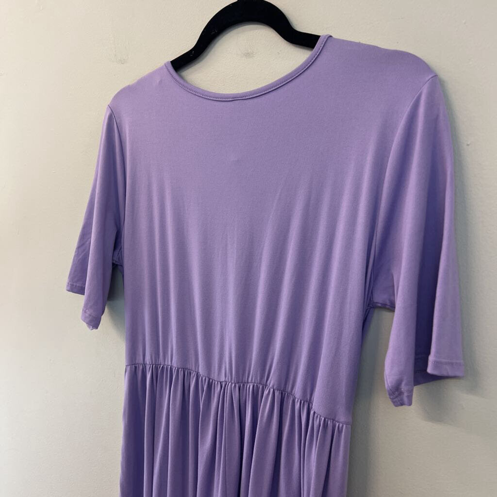 Flamingo Urban Purple Short Sleeve Maxi Dress Large