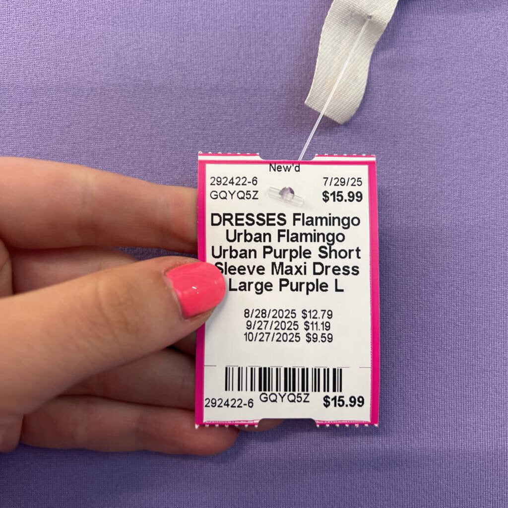 Flamingo Urban Purple Short Sleeve Maxi Dress Large