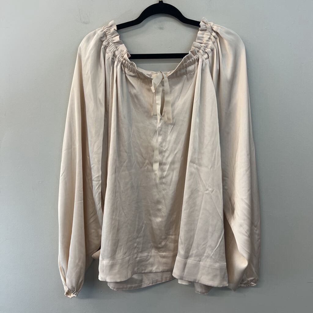 H&M Gold Silky Long Sleeve Tie Neck Top Extra Large
