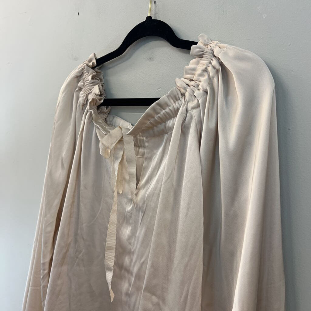 H&M Gold Silky Long Sleeve Tie Neck Top Extra Large