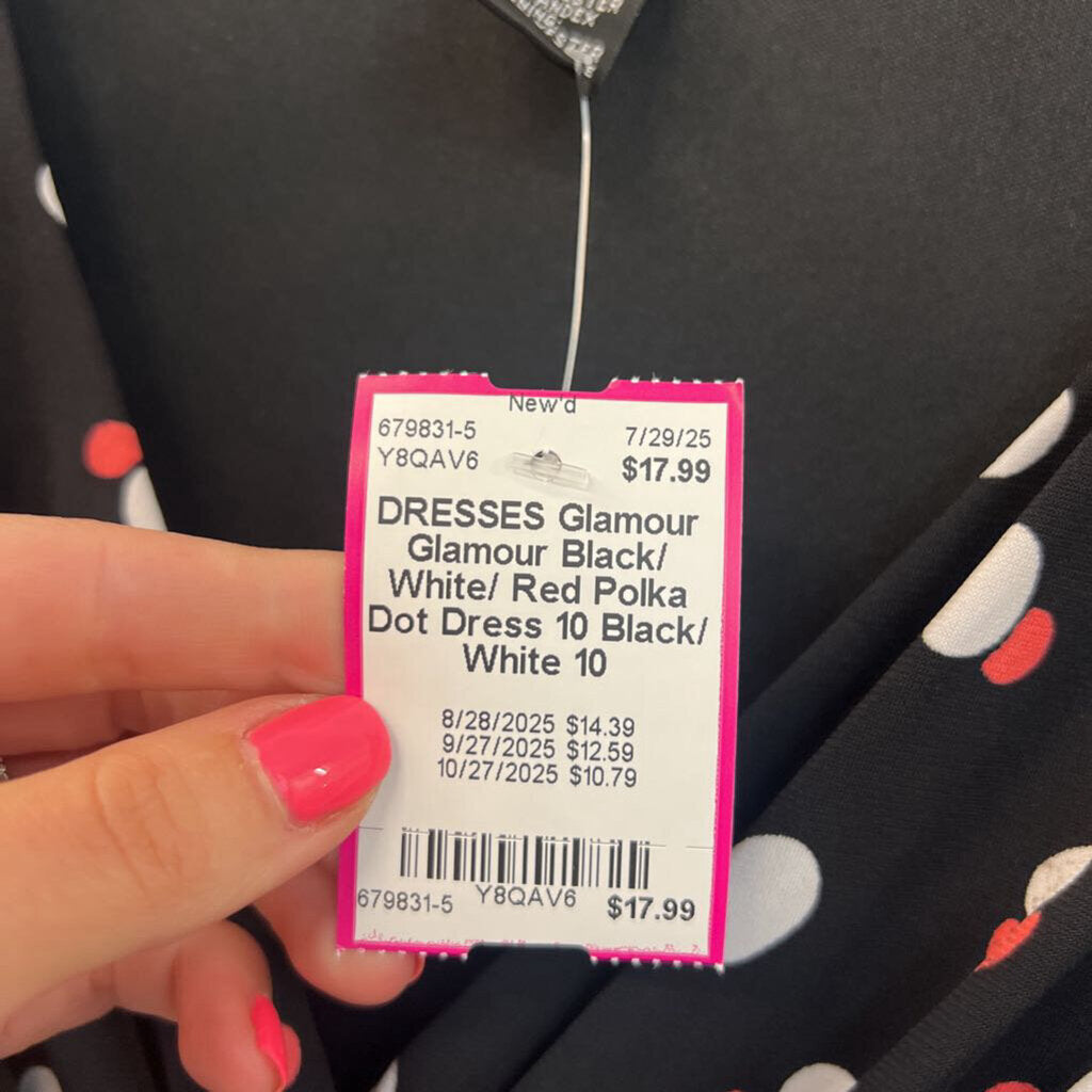 Glamour Black/ White/ Red Polka Dot Dress 10