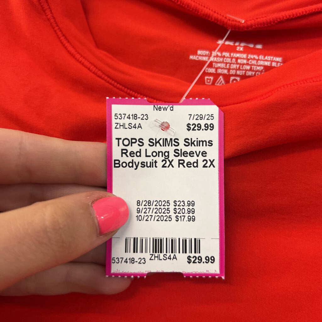 Skims Red Long Sleeve Bodysuit 2X
