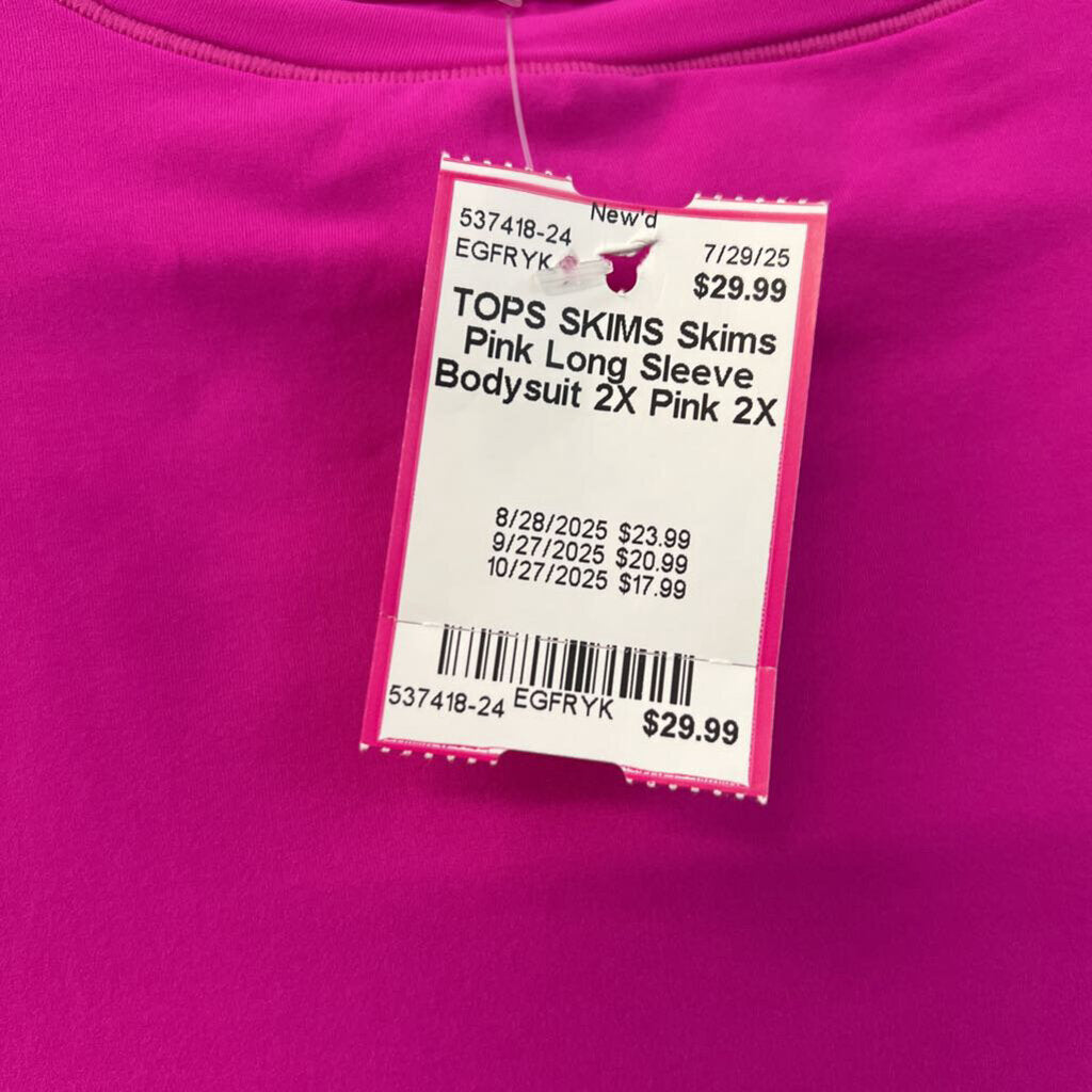 Skims Pink Long Sleeve Bodysuit 2X
