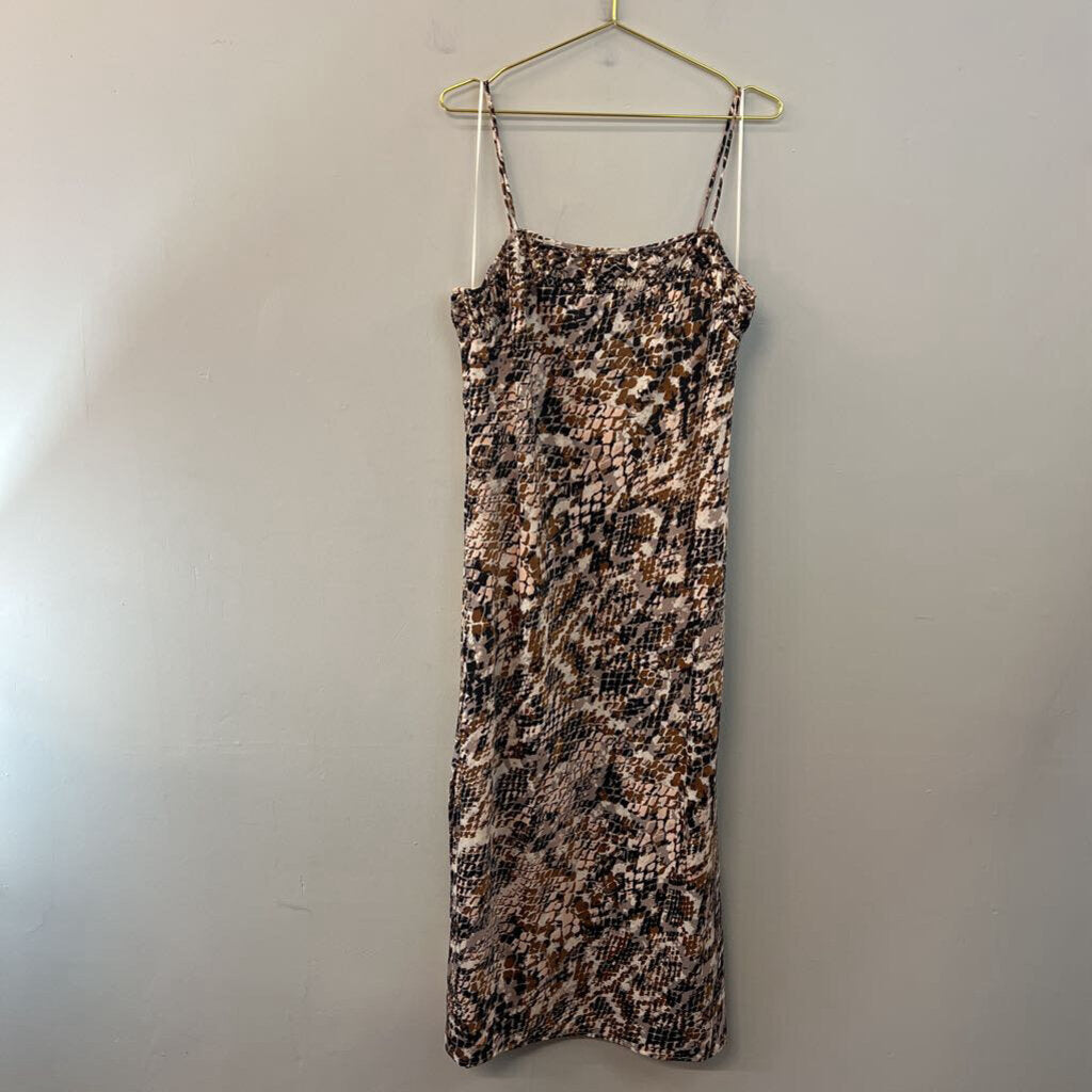 Anthropologie White/ Brown Print Maxi Dress Extra Large