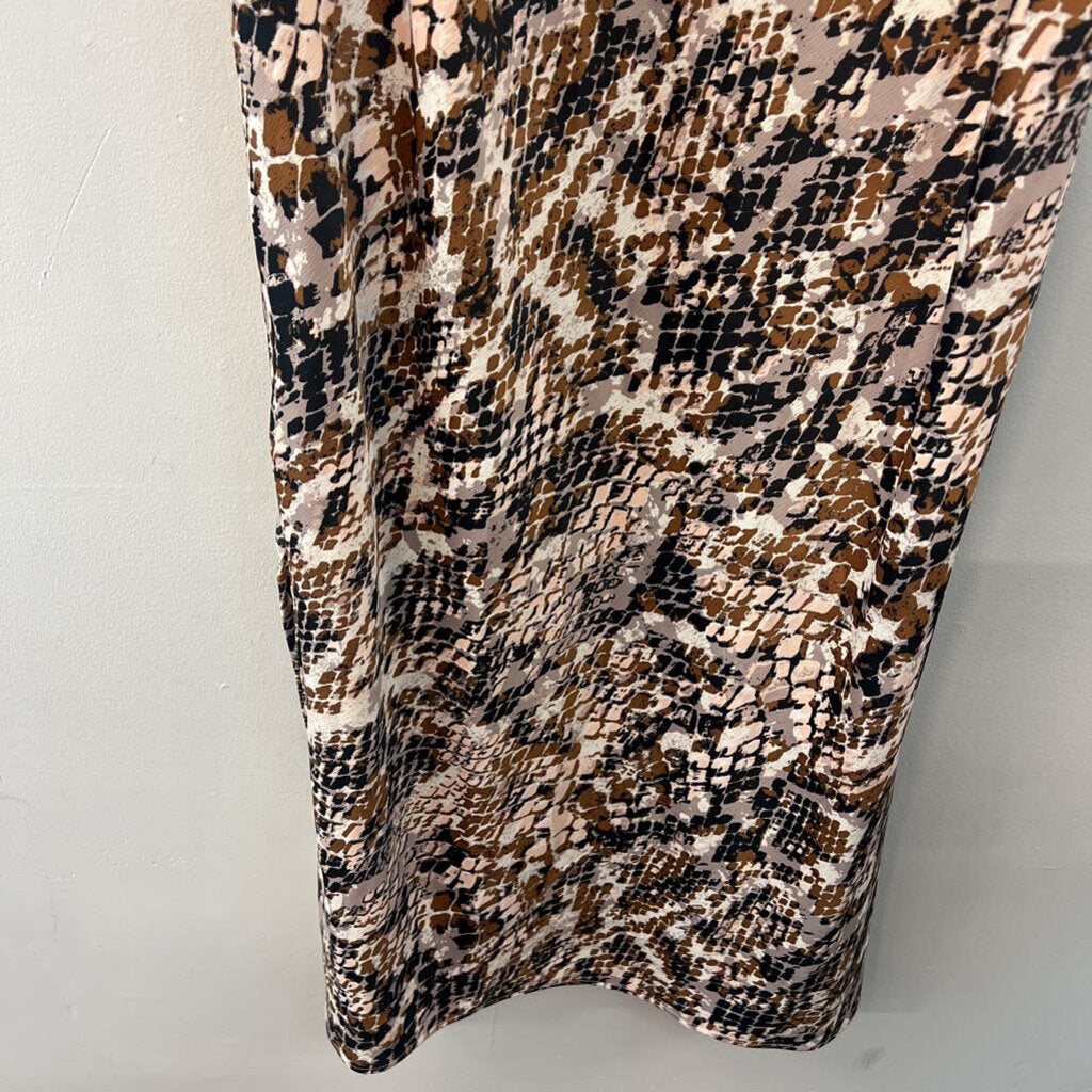 Anthropologie White/ Brown Print Maxi Dress Extra Large