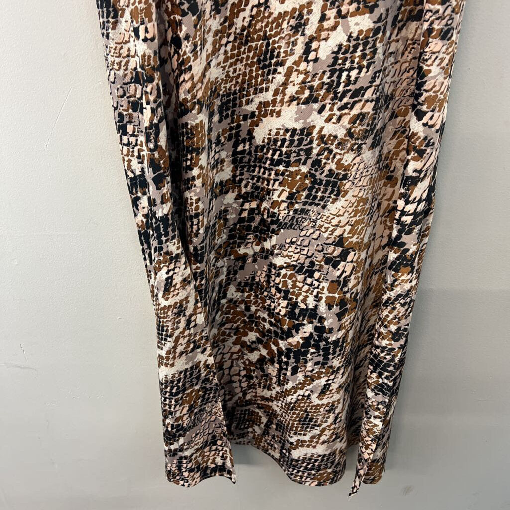 Anthropologie White/ Brown Print Maxi Dress Extra Large
