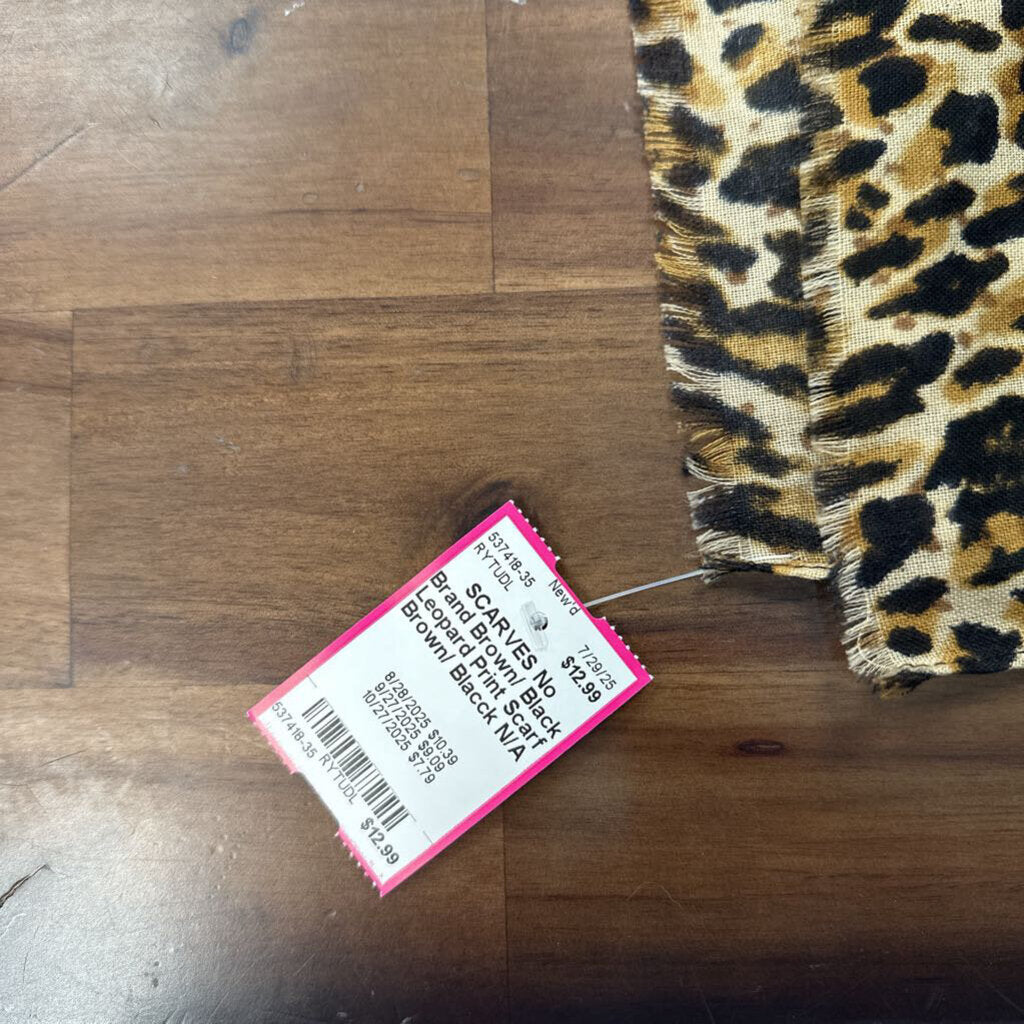 Brown/ Black Leopard Print Scarf