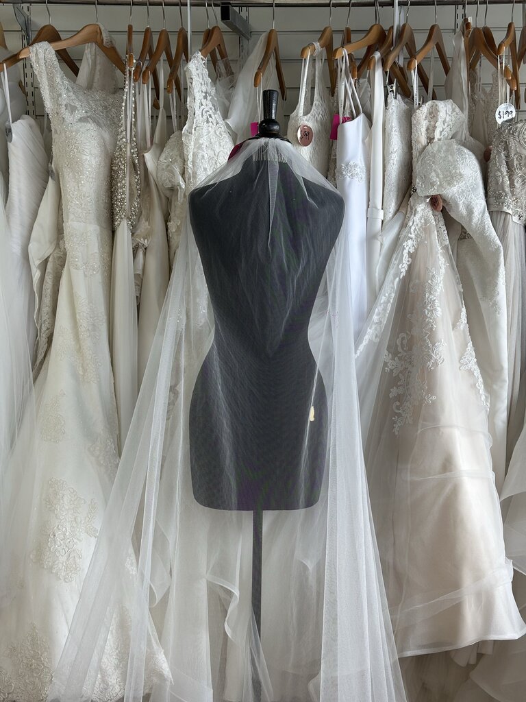 Ivory Cathedral Length Veil with Floral Appliques